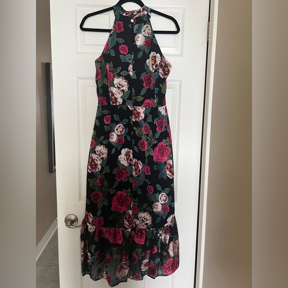 Forest Lily Floral Razor Back High Low Hem Dress Size 8 - Picture 6 of 6